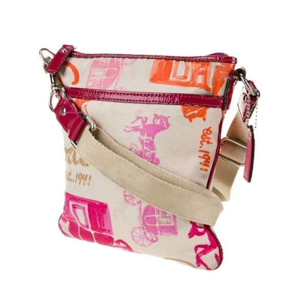 COACH1941 Nylon Multi-Print Small Shouldsr/Messenger Bag Purse - Picture 4 of 7